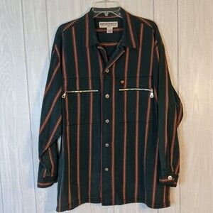 VTG Unionbay Shirt Jacket Button Front Zip Pocket EUC SZ M 90s Y2K